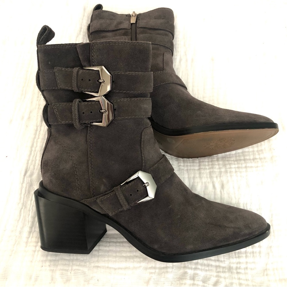Vince Camuto Charcoal Suede Heeled Ankle Boots